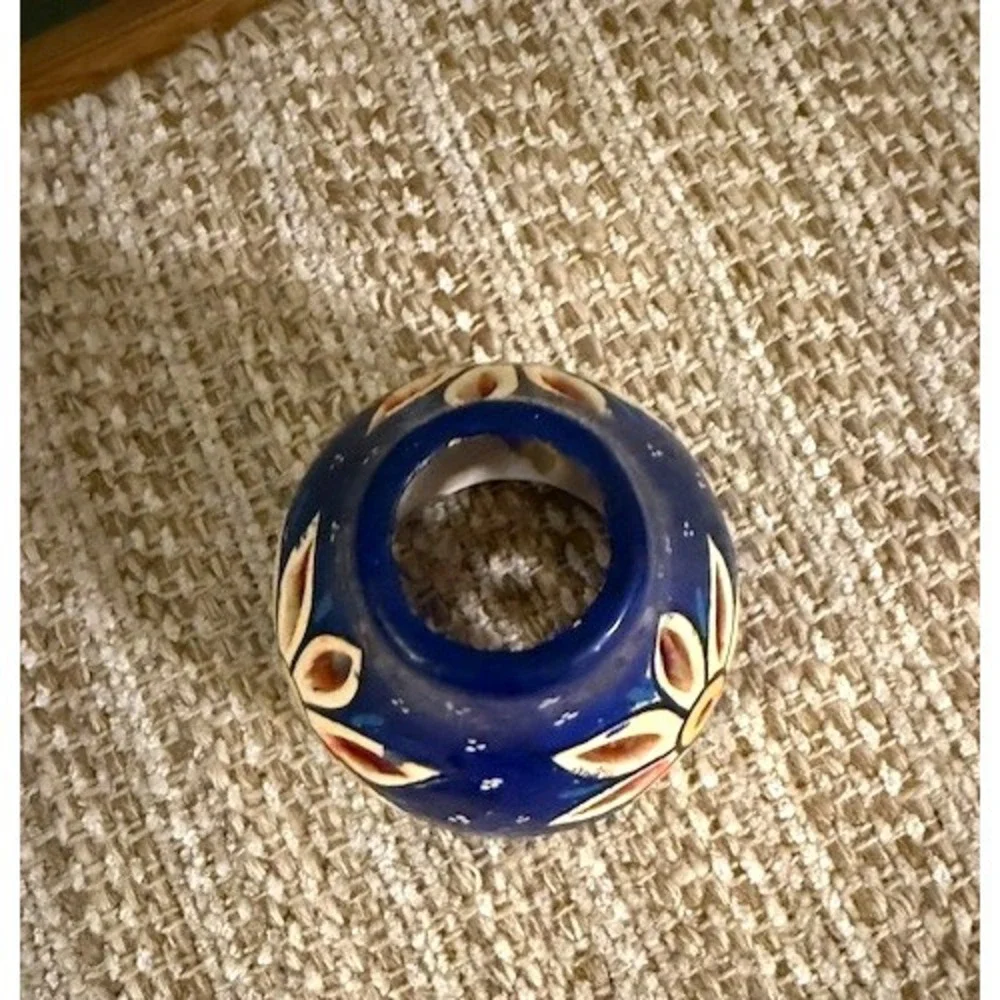 Talavera Mexican Pottery Luminaria HandCrafted Tealight Colorful Flower Cutouts